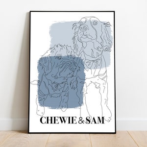 DIGITAL FILE Custom Pet Line Drawing - Illustration numérique personnalisée pour chat/chien