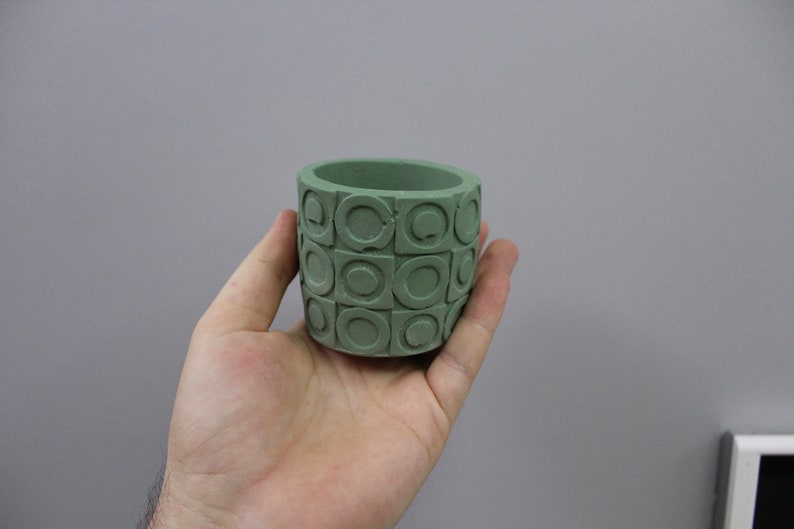 Round patterned silicone mold, Geometric mould, Silicone mold, Succulent planter, Concrete mold, Self-patterned mold, Cement pattern mold image 6