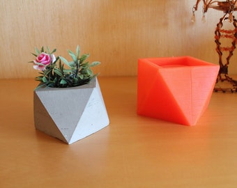 Flower Pot Silicone Mold, DIY Succulent Plant Flower Pot Mold Geometric Silicone Flower Pot Decoration Easy to Release and Clean,DIY Garden