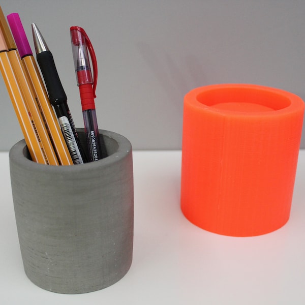 Silicone mold for concrete pencil holder, Concrete pencil holder making, Modern office, Pencil holder, Office decoration