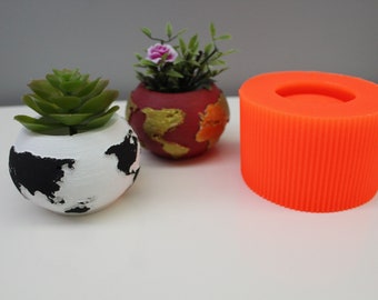 World image plantert mold, Silicone Mold, World pattern concrete flower pot mold, World flowerpot mold, Tiny world vase, World decor planter