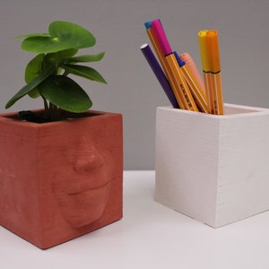 Face patterned flower pot mould, Face pen holder, Cement mould for pencil case, Concrete flower pot mold, Pen holder mold, succulent planter image 5