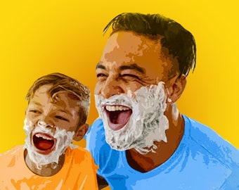 Portrait personnalisé pour père - Cadeau personnalisé pour papa - Portrait de famille