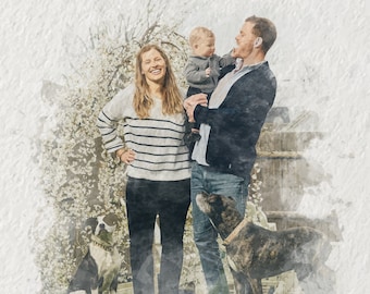 Custom Portrait from Photo, Custom Family Portrait, Digital Watercolor Illustration for Family