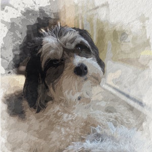 Digitale Aquarell-Illustration, Personalisiertes Hundeportrait vom Bild