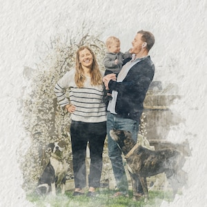 Ritratto personalizzato del papà da foto, ritratti digitali personalizzati del padre, dipinto da foto, ritratto della persona amata, acquerello, famiglia, illustrato