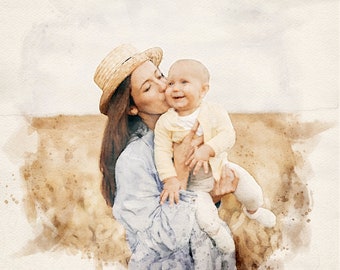 Illustration de portrait de famille personnalisé | Cadeau personnalisé pour la fête des mères | Art personnalisé pour maman, grand-mère et plus