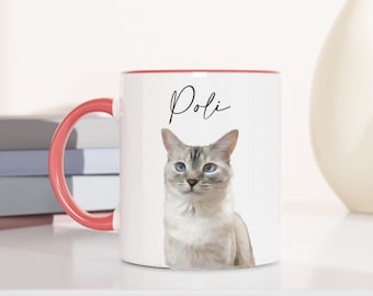 Mug personnalisé avec photo d'animal de compagnie - Mug chat personnalisé avec nom - Cadeau parfait pour les mamans et les papas chats