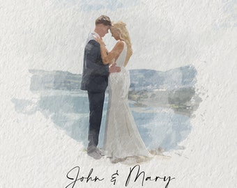 Custom Portrait from Photo, Custom Wedding Portrait from Photo, Digital Watercolor Illustration