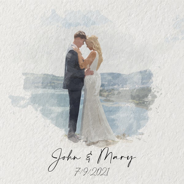 Custom Portrait from Photo, Custom Wedding Portrait from Photo, Digital Watercolor Illustration