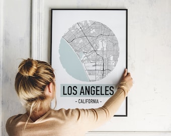 Téléchargement numérique de la carte de Los Angeles, cartes à imprimer, cartes numériques