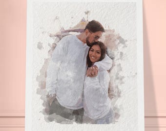 Watercolor Painting from Photo, Custom Portrait for Couple Portrait