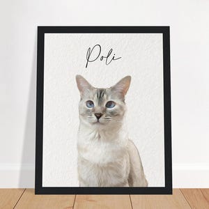 Custom Pet Portrait from Photo Personalized Digital Pet Portraits Watercolor Cat Memorial Art