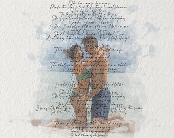Illustration numérique à l'aquarelle, portrait personnalisé de mariage