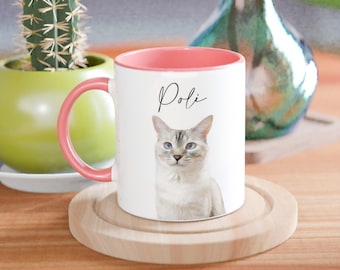Mug personnalisé pour animal de compagnie - Portrait d'animal de compagnie personnalisé avec nom - Cadeau unique pour les amoureux des animaux de compagnie