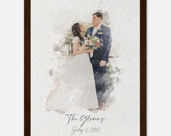 Custom Wedding Portrait, Custom Portrait, Digital Watercolor Couple, Custom Couple gift