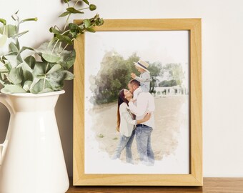 Portrait personnalisé maman, cadeau de famille personnalisé mère-fils pour maman, peinture numérique illustrée