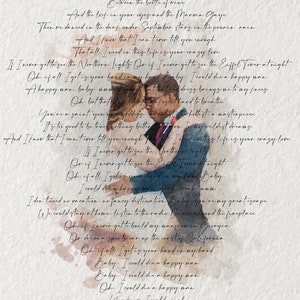 Custom Portrait from Photo with Quote, Custom Wedding Portrait from Photo, Digital Watercolor Illustration for Father's Day