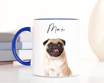 Mug photo chien personnalisé - Mug animal de compagnie personnalisé avec nom - Cadeau unique pour les amoureux des animaux