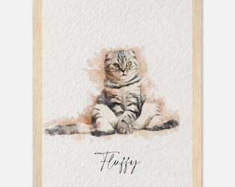 Custom Watercolor Portraits from Pet Photo Personalized Digital Dog Portraits Cat Portraits Custom Pet Memorial Art