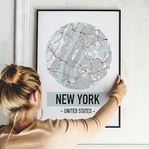 Téléchargement numérique de la carte de New York, cartes à imprimer, cartes numériques