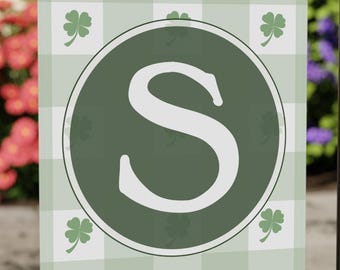 Custom Initial Garden Flag, St. Patrick's Green Plaid Yard Decor