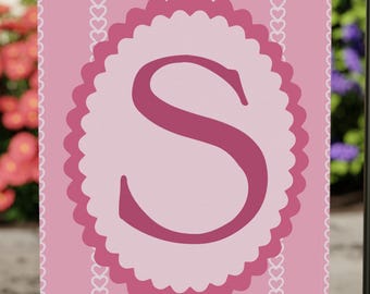 Valentine's Day Yard Flag, Personalized Initial Garden Flag, Monogram Yard Flag, Last Name Outdoor Decor, Housewarming Gift