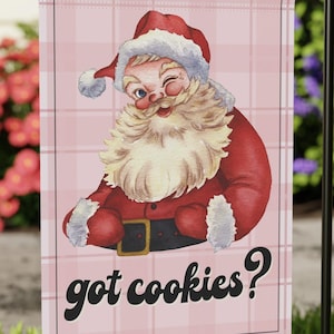 Retro Santa “Got Cookies?” Christmas Garden Flag