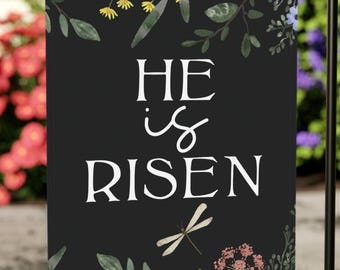 He Is Risen Garden Flag, Easter Christian Decor, Religious Yard Flag, Bible Verse Flag, Spring Outdoor Decor, Faith Porch Flag