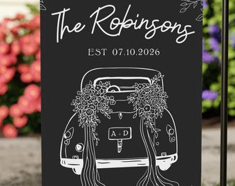 Custom Wedding Garden Flag, Personalized Family Name Flag, Established Date Flag, Wedding Gift, Newlywed Gift, Outdoor Decor, Last Name Sign