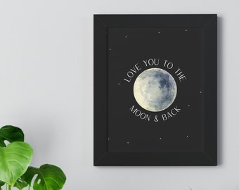 I Love You To The Moon And Back Framed Print - Outer Space Nursery Framed Poster - Moon Nursery Theme Wall Decor