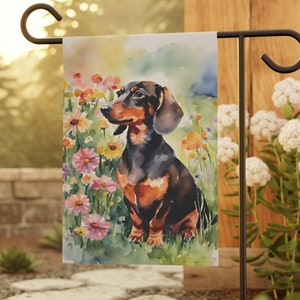 Dachshund Garden Flag Spring Dachshund Outdoor Flag Dachshund Dog Home Decor Floral Dog Garden Flag Dachshund Outdoor Decor Dachshund Gifts