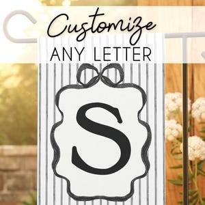 Personalized Monogram Garden Flag, Black White Stripe Yard Decor