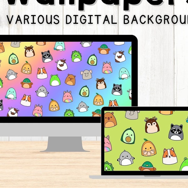 Squishmallow Desktop Wallpapers, Squishmallow Digital Paper, Squishmallow Pictures, 18 Squishmallow Inspired Digital Backgrounds