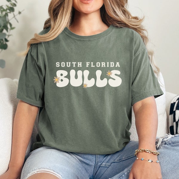 USF Go Bulls Shirt, Retro South Florida Bulls Shirt, Retro USF T-Shirt, University of South Florida Oversized Shirt, Groovy USF Bulls Shirt