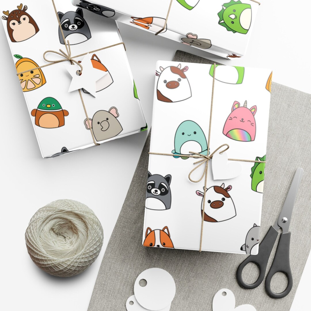 Squishmallow Gift Wrapping Paper Cute Squishmallow Animal Pattern