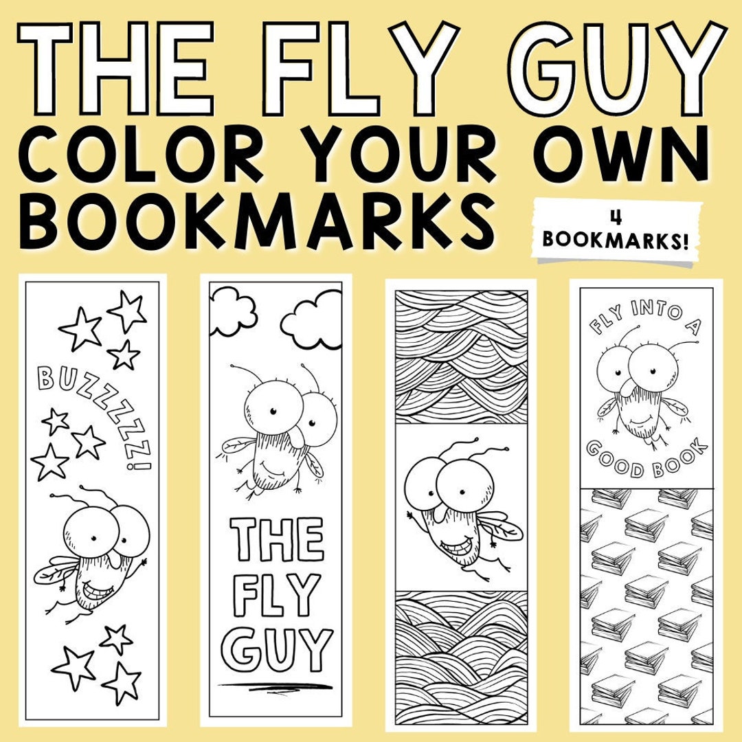 Fly Guy Color Your Own Bookmark Printable Bookmarks Coloring Etsy