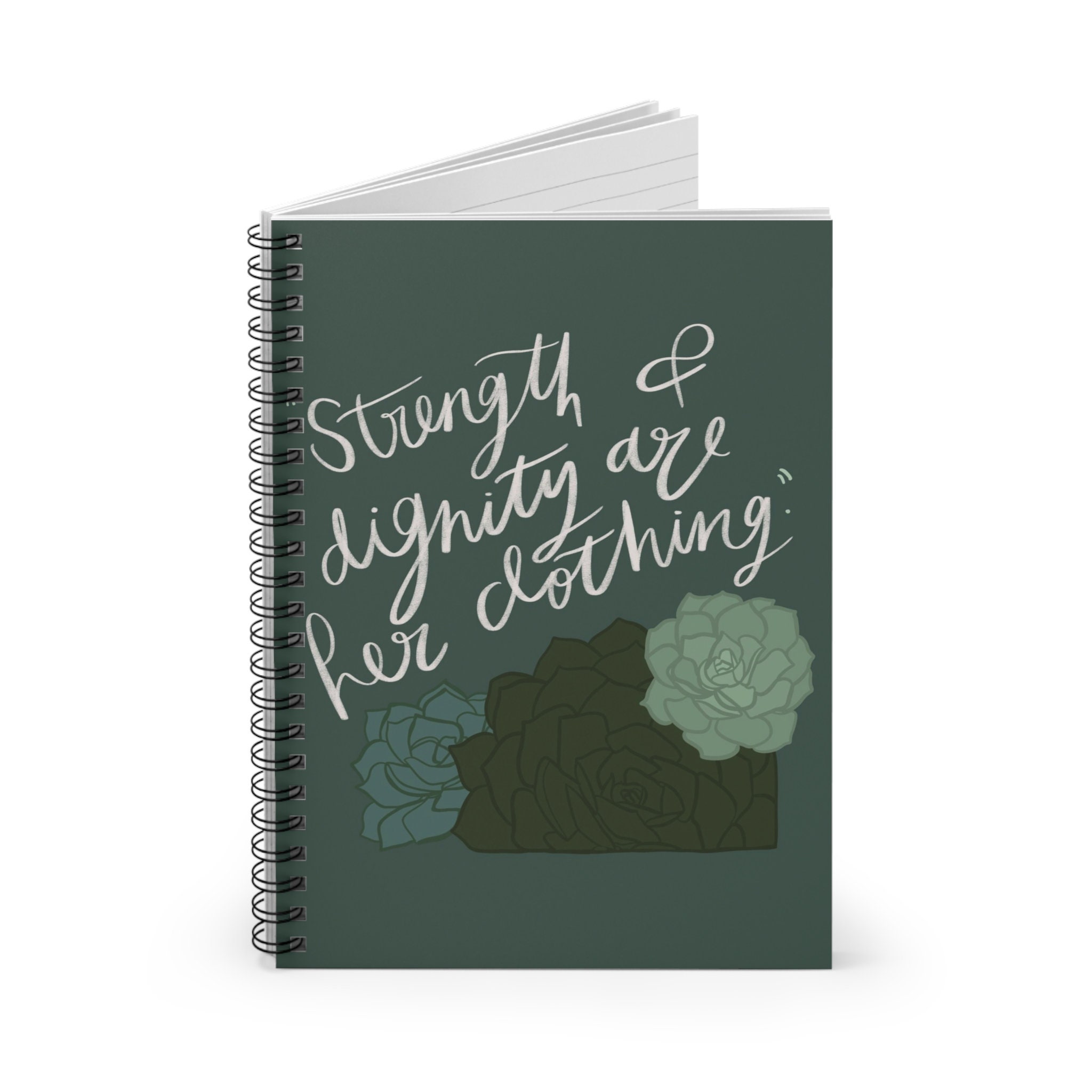 Bible Verse Art Spiral Notebook, Proverbs 31 Strength and Dignity Are ...