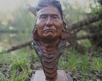 Chief Josef, native bust, sculpture