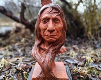 Red Cloud, native bust, sculpture