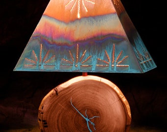 100% Copper Shade With Mesquite- Turquoise Inlaid Base