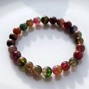 natural tourmaline bracelet,watermelon tourmaline, japan,healing, pure stone, high Quality, natural tourmaline, multicoloured tourmaline
