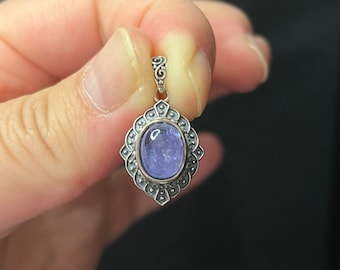 Natural Tanzanite Sterling Silver Necklace: Healing Crystal Drop Pendant