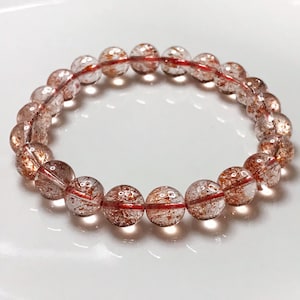 Natural super seven , Natural fire quartz, japan,healing, pure stone, high Quality, super seven bracelet , Lepidocrocite in Quartz ,