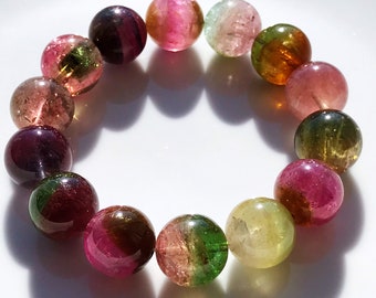 natural tourmaline bracelet,watermelon tourmaline, japan,healing, pure stone, high Quality, natural tourmaline, multicoloured tourmaline