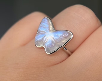 Elegant Moonstone Butterfly Ring