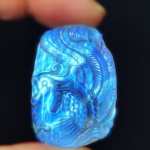 Hand Carved Moonstone Phoenix: Feng Shui Healing Gemstone