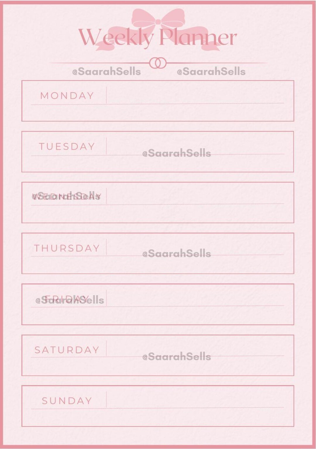 Pastel Blush Pink Weekly Planner | Minimalist Printable Schedule ...