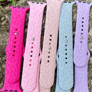 Leopard Print Engraved Watch Strap Compatible with Apple Watch Bands Series 1 2 3 4 5 6 7 SE Watch Band, 38mm 40mm 42mm 44mm, Custom Engrave