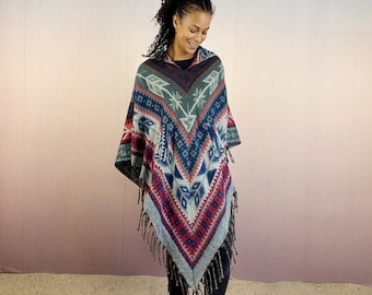 Poncho, Kimono, Stola, Ethno, Boho, weich und gemütlich,